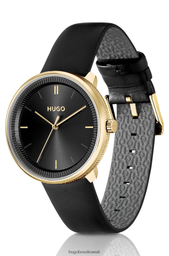 4TFNJN5320 حزمة مسبقة متنوعة Hugo Boss ساعة ذات تأثير ذهبي مع سوار شبكي وحزام جلدي من مجموعة هوغو مسبقة الصنع