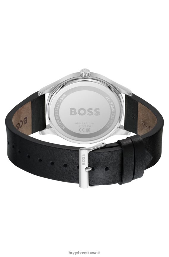 4TFNJN5322 حزمة مسبقة متنوعة Hugo Boss ساعة من الفولاذ المقاوم للصدأ مع قرص أسود وحزام جلدي من Hugo مجموعة متنوعة مسبقة الصنع