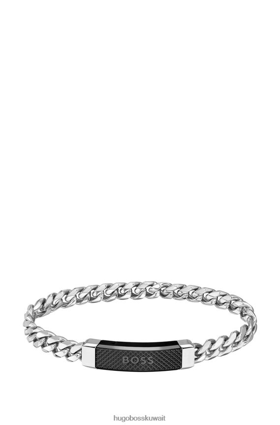 4TFNJN5323 حزمة مسبقة متنوعة Hugo Boss مجموعة متنوعة من أساور سلسلة هوغو مسبقة الصنع مع لوحة شعار باللونين الأسود والفضي