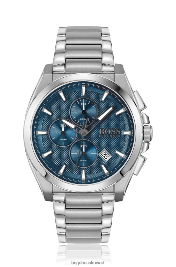 4TFNJN5328 حزمة مسبقة متنوعة Hugo Boss ساعة كرونوغراف من الفولاذ المقاوم للصدأ مع مينا أزرق مزخرف وحزمة مسبقة متنوعة من هوغو