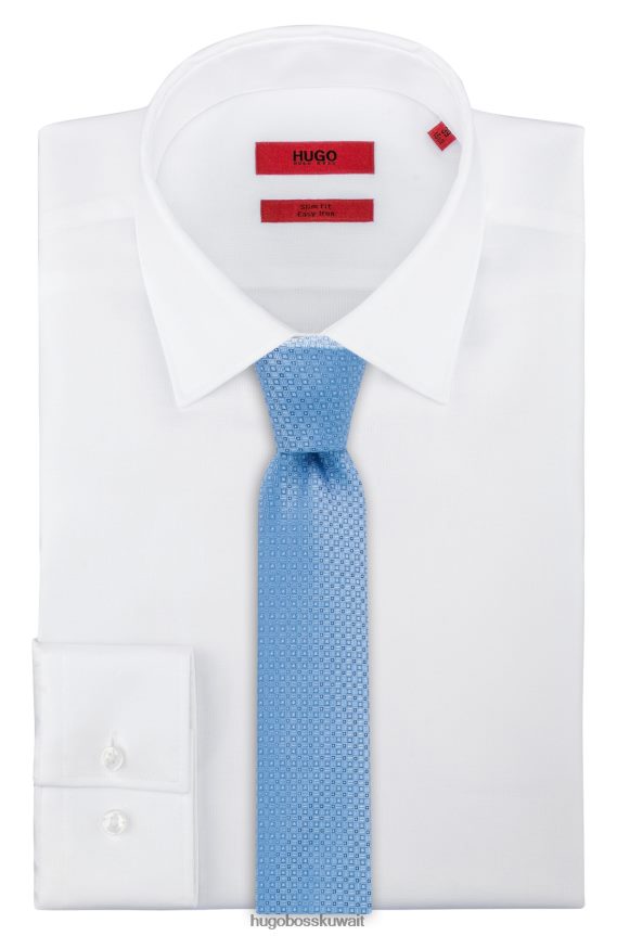 4TFNJN5331 أزرق فاتح Hugo Boss ربطة عنق هوغو من حرير الجاكار بنقش صغير باللون الأزرق الفاتح