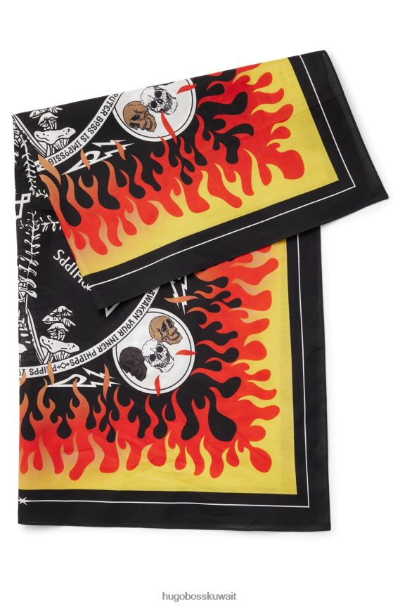 4TFNJN5337 منقوشة سوداء Hugo Boss وشاح مطبوع × phipps من القطن العضوي