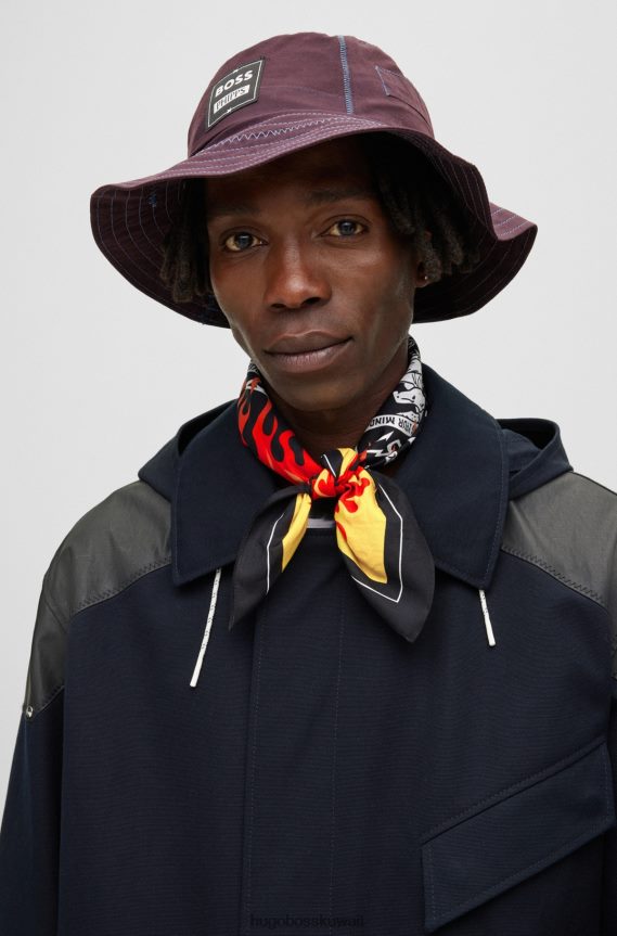 4TFNJN5337 منقوشة سوداء Hugo Boss وشاح مطبوع × phipps من القطن العضوي