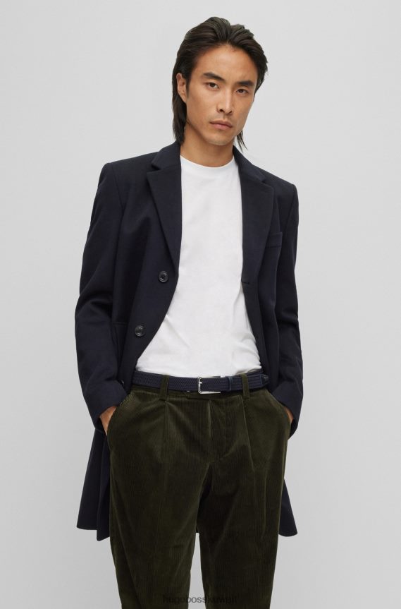 4TFNJN5339 أزرق غامق Hugo Boss حزام منسوج بواجهات جلدية هوغو باللون الأزرق الداكن