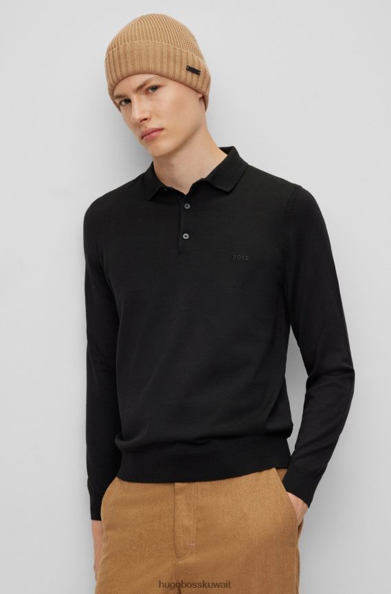 4TFNJN5342 اللون البيج Hugo Boss قبعة صغيرة من الصوف البكر من هوغو باللون البيج مع رقعة شعار من الجلد الصناعي