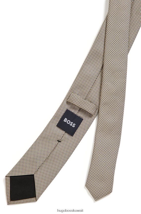 4TFNJN5344 البيج الفاتح Hugo Boss ربطة عنق هوغو من حرير الجاكار مع نقش كامل باللون البيج الفاتح