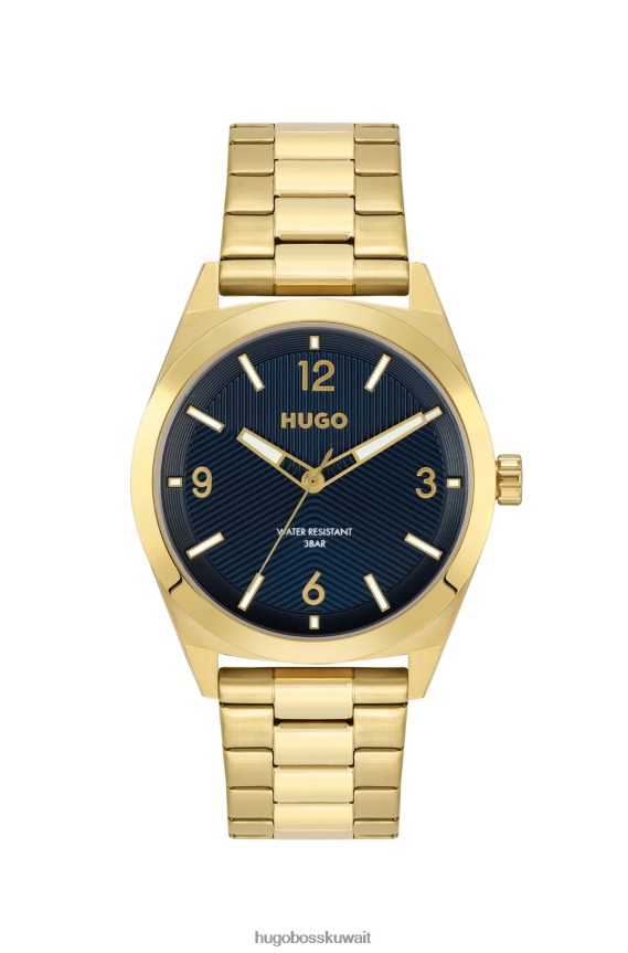 4TFNJN5349 حزمة مسبقة متنوعة Hugo Boss مجموعة متنوعة من ساعات هوغو ذات التأثير الذهبي مع قرص أزرق وسوار متصل