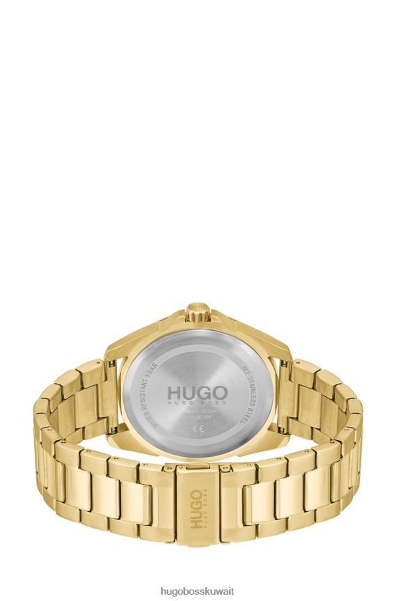 4TFNJN5350 ذهب Hugo Boss ساعة هوغو ذهبية بتأثير ذهبي مع قرص أسود وسوار متصل