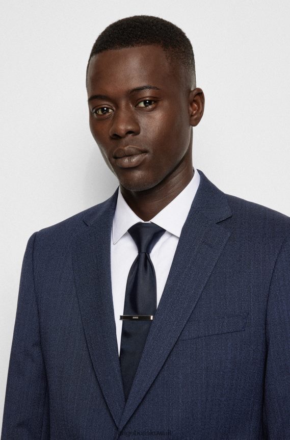 4TFNJN5351 فضة Hugo Boss مجموعة هدايا هوغو من أزرار الأكمام ذات الشعار ومشبك ربطة العنق باللون الفضي