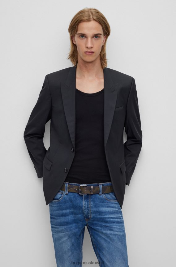 4TFNJN5352 منقوشة Hugo Boss حزام إيطالي الصنع من الجلد الناعم مع نقش هوغو بطباعة مموهة