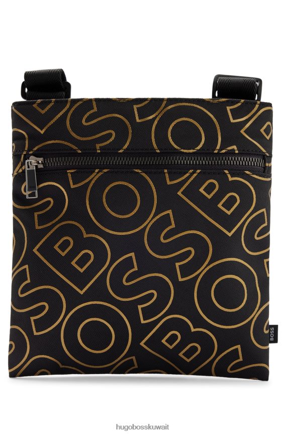 4TFNJN5361 أسود Hugo Boss حقيبة هيوغو سوداء اللون مصنوعة من قماش معاد تدويره مع شعارات خارجية