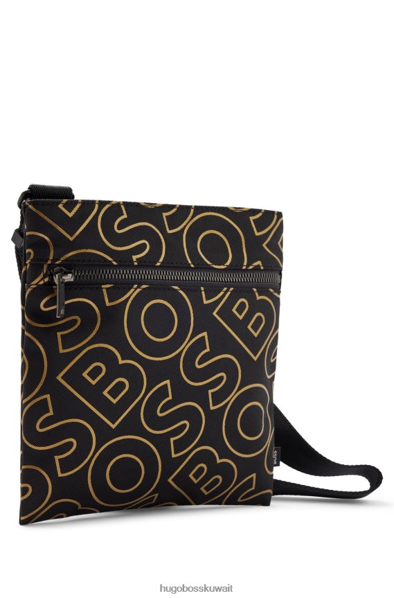 4TFNJN5361 أسود Hugo Boss حقيبة هيوغو سوداء اللون مصنوعة من قماش معاد تدويره مع شعارات خارجية