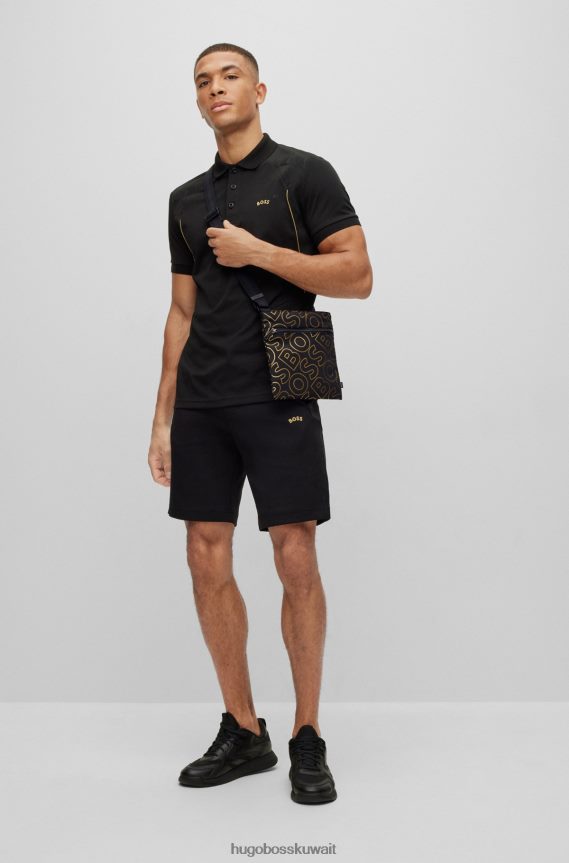 4TFNJN5361 أسود Hugo Boss حقيبة هيوغو سوداء اللون مصنوعة من قماش معاد تدويره مع شعارات خارجية