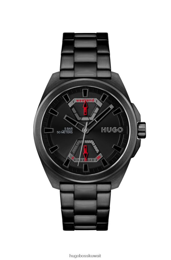 4TFNJN5362 حزمة مسبقة متنوعة Hugo Boss ساعة هوغو متنوعة مسبقًا مطلية باللون الأسود مع سوار متصل