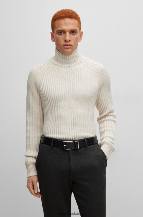 4TFNJN5364 أسود Hugo Boss حزام من الجلد الإيطالي بلمسة نهائية ناعمة وعلامة هوغو السوداء