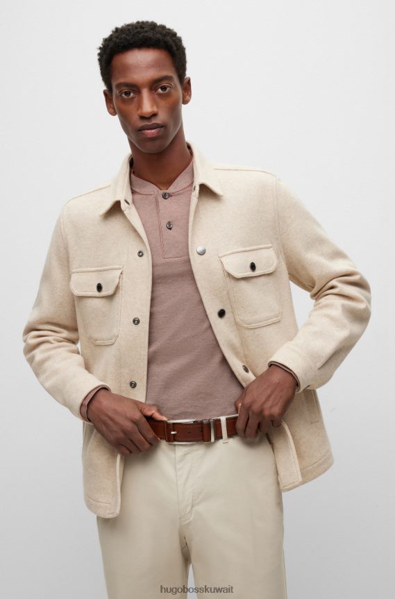 4TFNJN5365 بني Hugo Boss حزام من الجلد الإيطالي باللون البني مع لمسة نهائية ناعمة وعلامة كيبر هوغو