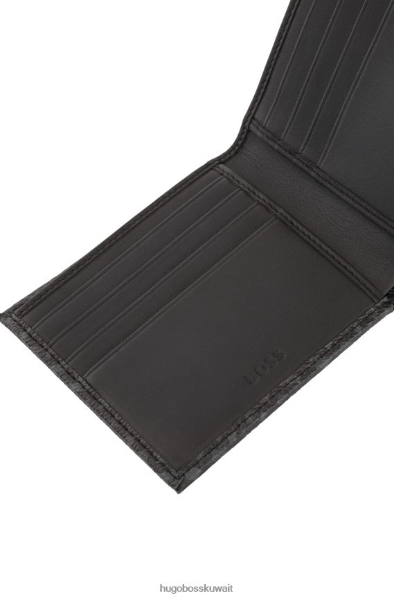 4TFNJN5368 أسود Hugo Boss محفظة Hugo Billfold باللون الأسود مصنوعة من القماش الإيطالي بحروف كبيرة