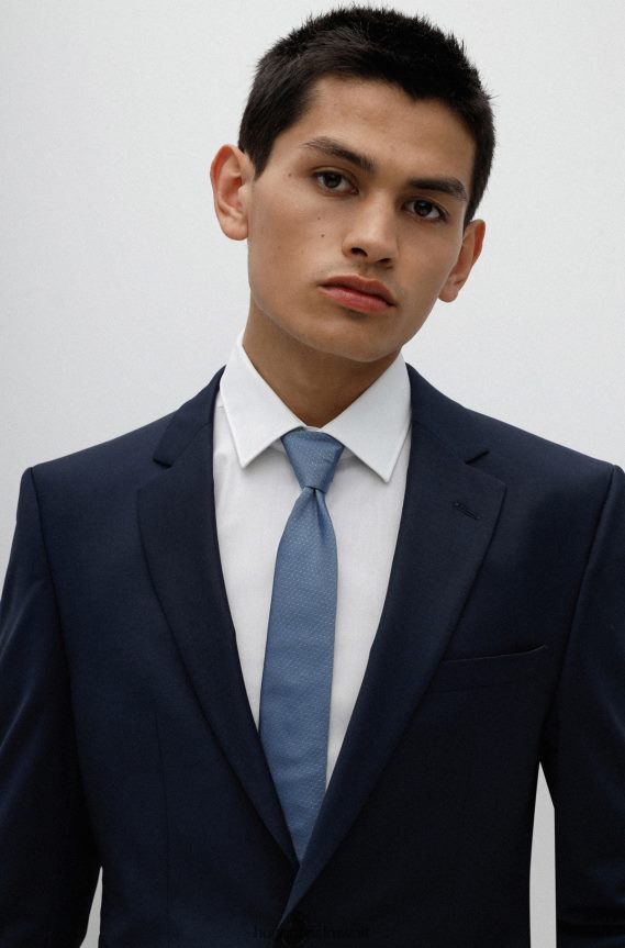 4TFNJN5369 أزرق فاتح Hugo Boss ربطة عنق هوغو من قماش الجاكار الحريري باللون الأزرق الفاتح مع نقش صغير