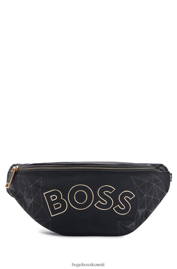 4TFNJN5371 أسود Hugo Boss حقيبة حزام من النايلون المُعاد تدويره مع شعار خارجي هوغو باللون الأسود