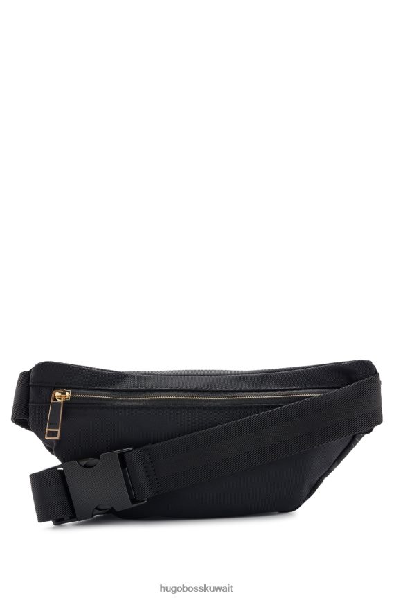 4TFNJN5371 أسود Hugo Boss حقيبة حزام من النايلون المُعاد تدويره مع شعار خارجي هوغو باللون الأسود
