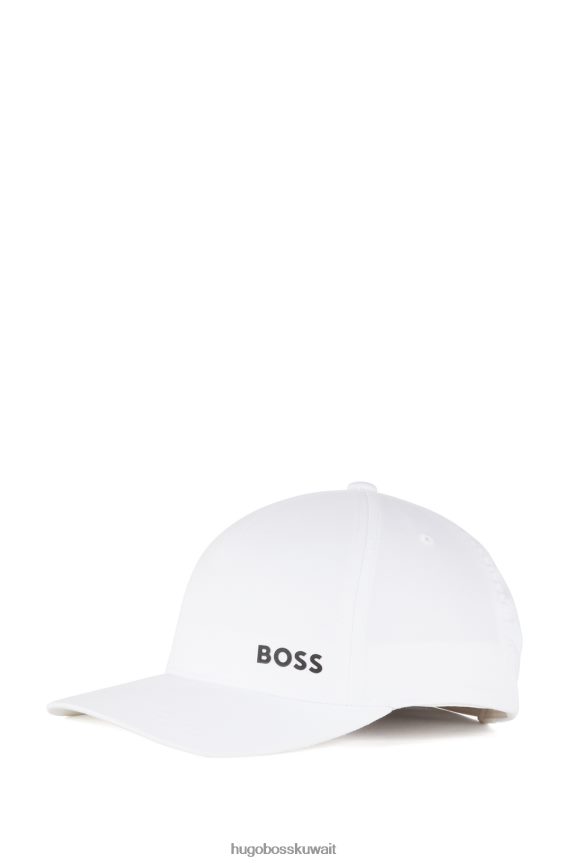 4TFNJN5380 أبيض Hugo Boss قبعة بيضاء من مادة معاد تدويرها مع شعار متباين وقفل معدني