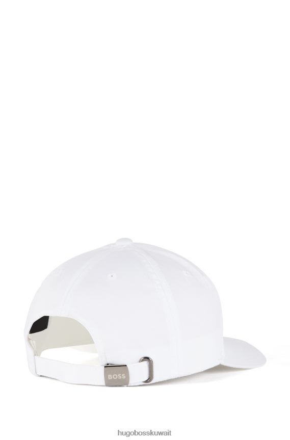 4TFNJN5380 أبيض Hugo Boss قبعة بيضاء من مادة معاد تدويرها مع شعار متباين وقفل معدني