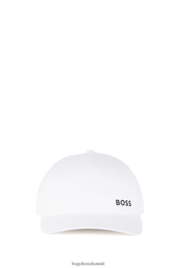 4TFNJN5380 أبيض Hugo Boss قبعة بيضاء من مادة معاد تدويرها مع شعار متباين وقفل معدني