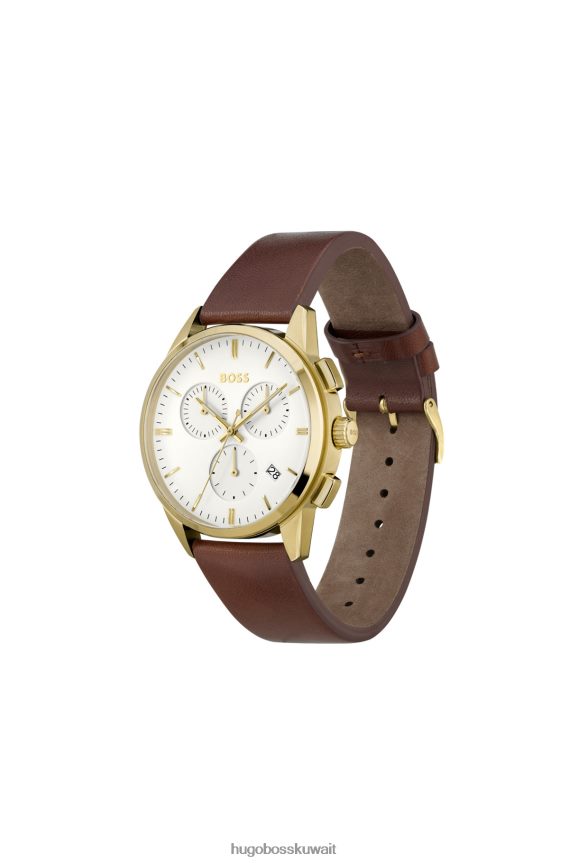 4TFNJN5383 حزمة مسبقة متنوعة Hugo Boss ساعة كرونوغراف هوغو ذهبية اللون ومزودة بقرص أبيض