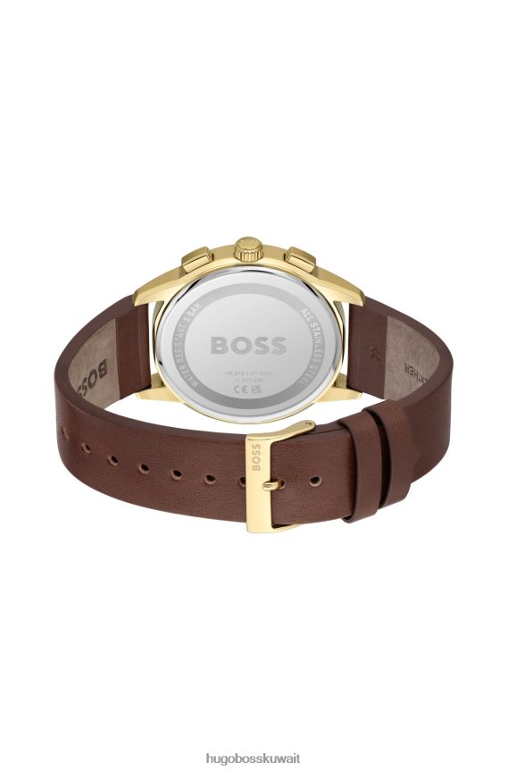 4TFNJN5383 حزمة مسبقة متنوعة Hugo Boss ساعة كرونوغراف هوغو ذهبية اللون ومزودة بقرص أبيض