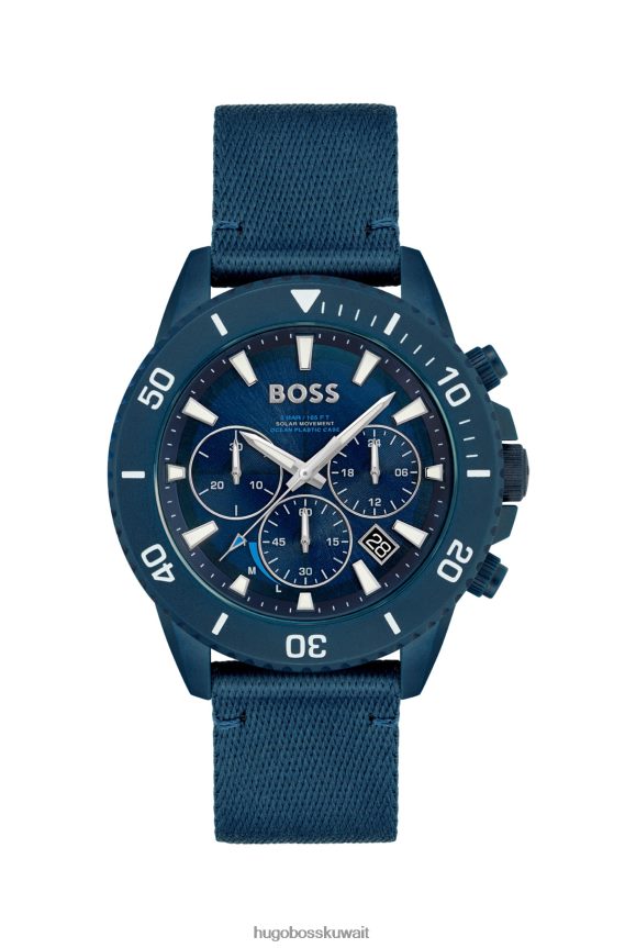 4TFNJN5384 حزمة مسبقة متنوعة Hugo Boss ساعة هوغو كرونوغراف بمينا أزرق متنوعة وحزام قماشي