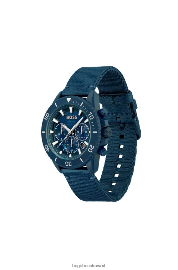 4TFNJN5384 حزمة مسبقة متنوعة Hugo Boss ساعة هوغو كرونوغراف بمينا أزرق متنوعة وحزام قماشي