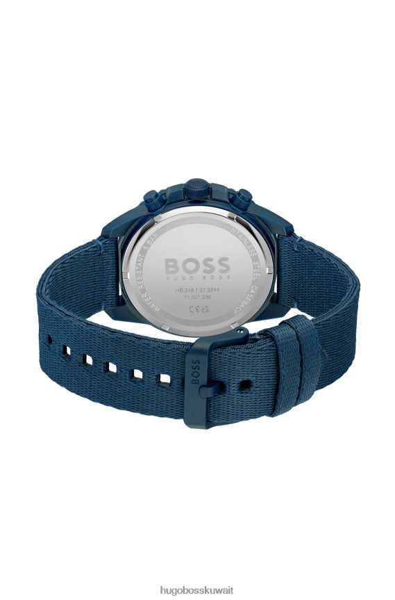4TFNJN5384 حزمة مسبقة متنوعة Hugo Boss ساعة هوغو كرونوغراف بمينا أزرق متنوعة وحزام قماشي