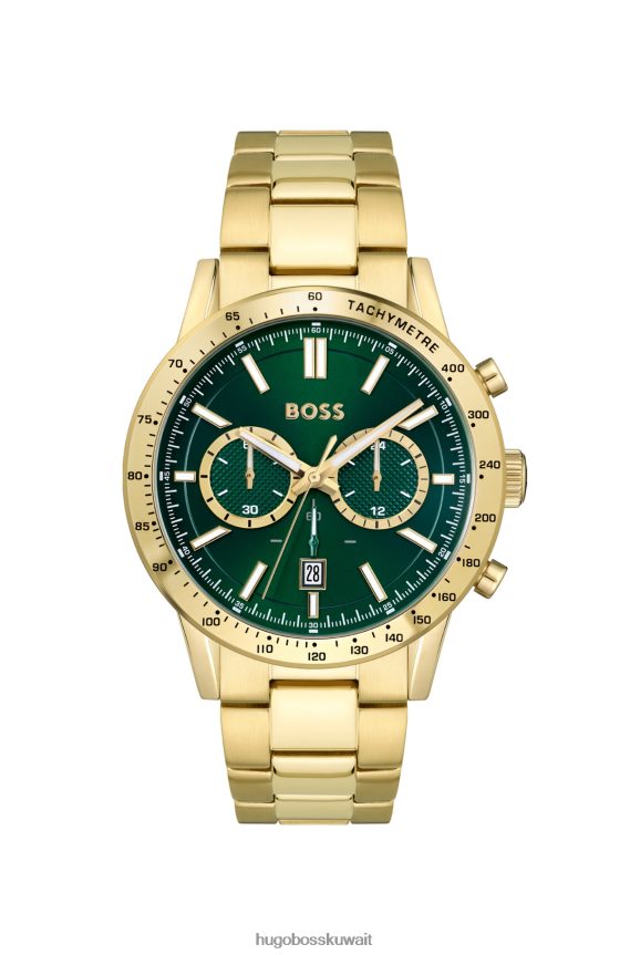 4TFNJN5385 حزمة مسبقة متنوعة Hugo Boss ساعة هوغو كرونوغراف ذهبية اللون مع مينا أخضر وحزمة مسبقة متنوعة