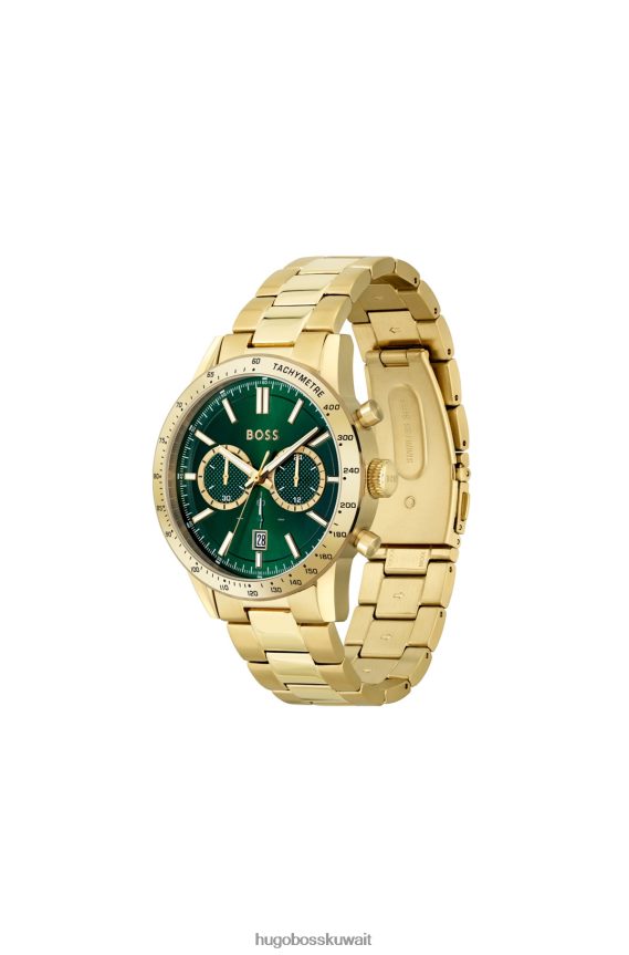 4TFNJN5385 حزمة مسبقة متنوعة Hugo Boss ساعة هوغو كرونوغراف ذهبية اللون مع مينا أخضر وحزمة مسبقة متنوعة