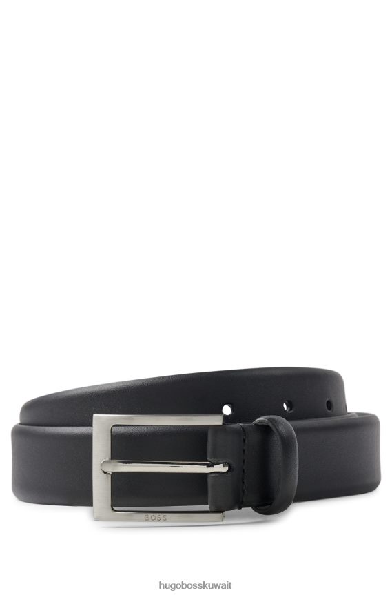 4TFNJN5387 أسود Hugo Boss حزام من جلد نابا باللون الأسود مع مشبك هوغو يحمل العلامة التجارية