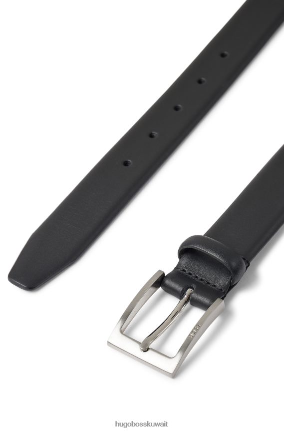 4TFNJN5387 أسود Hugo Boss حزام من جلد نابا باللون الأسود مع مشبك هوغو يحمل العلامة التجارية