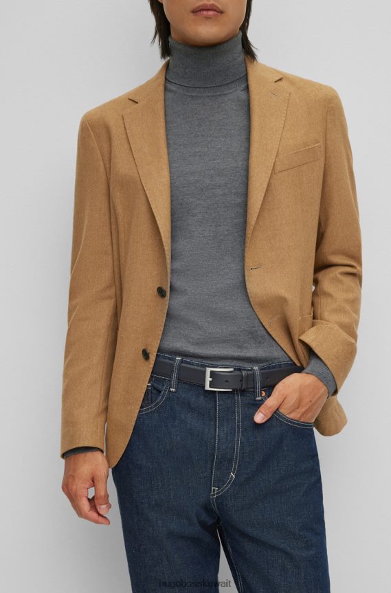 4TFNJN5387 أسود Hugo Boss حزام من جلد نابا باللون الأسود مع مشبك هوغو يحمل العلامة التجارية