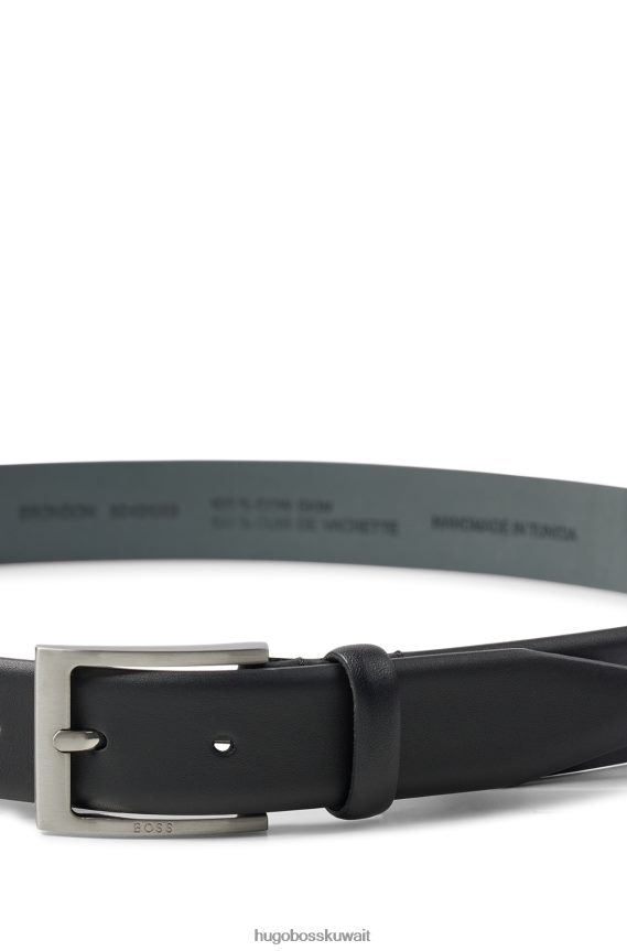 4TFNJN5387 أسود Hugo Boss حزام من جلد نابا باللون الأسود مع مشبك هوغو يحمل العلامة التجارية