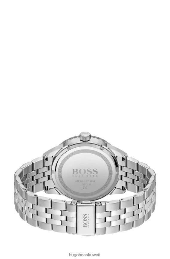 4TFNJN5391 فضة Hugo Boss ساعة هوغو بقرص أزرق وسوار بخمس حلقات فضي