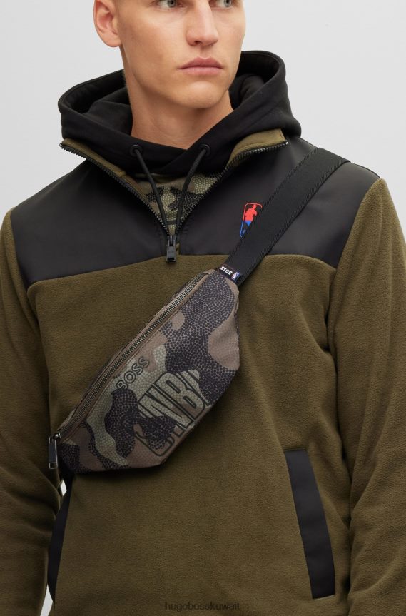 4TFNJN5392 منقوشة Hugo Boss & حقيبة حزام من مادة معاد تدويرها منقوشة من الرابطة الوطنية لكرة السلة