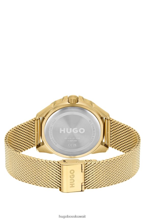 4TFNJN5394 حزمة مسبقة متنوعة Hugo Boss ساعة متنوعة باللون الذهبي مع سوار شبكي من هوغو