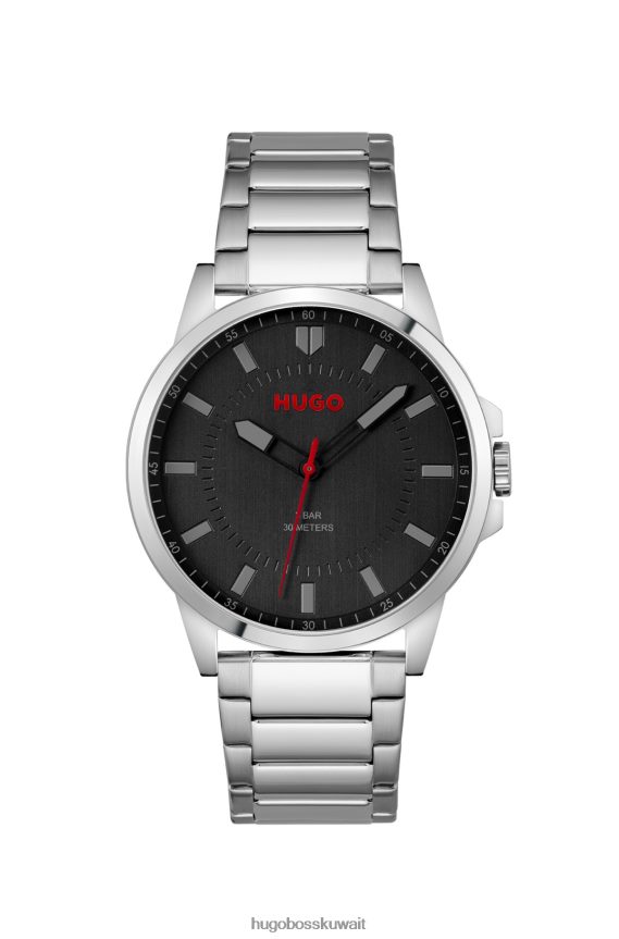 4TFNJN5399 حزمة مسبقة متنوعة Hugo Boss ساعة من الفولاذ المقاوم للصدأ مع قرص أسود مصقول عموديًا متنوع مسبقًا