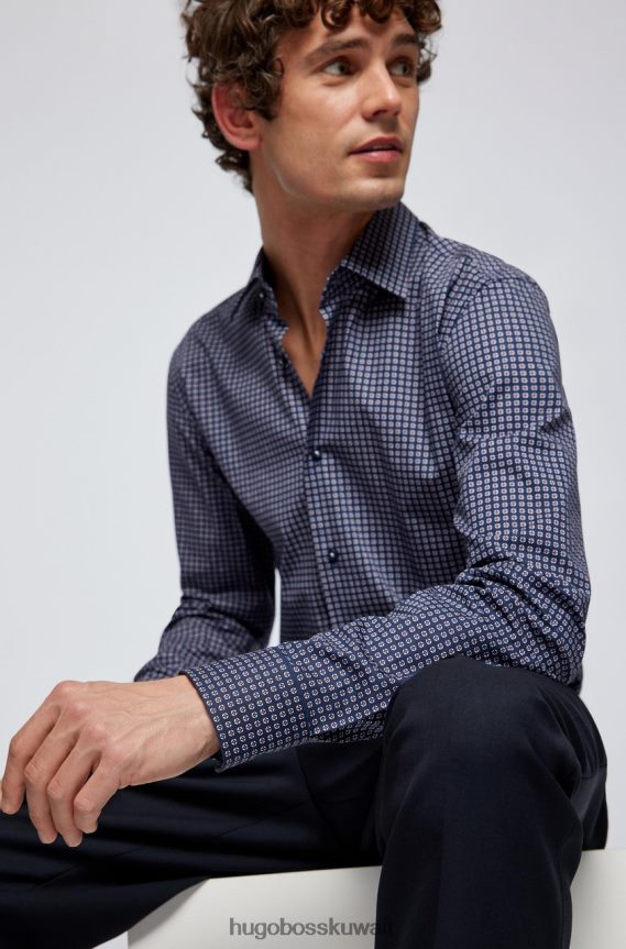 4TFNJN53 وردي/كحلي Hugo Boss قميص الحافلة h-hank 50469422 وردي