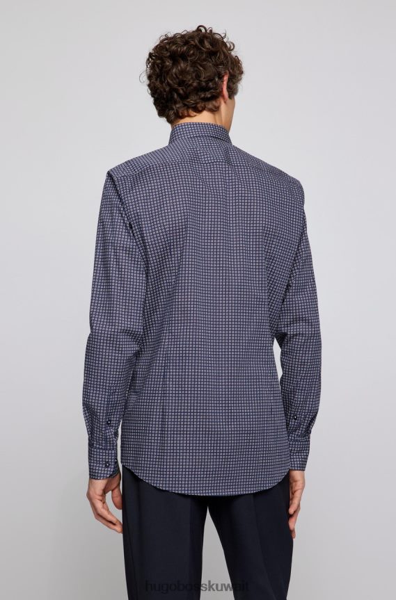 4TFNJN53 وردي/كحلي Hugo Boss قميص الحافلة h-hank 50469422 وردي