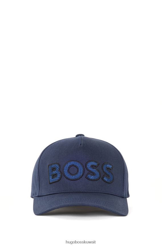 4TFNJN5402 أزرق غامق Hugo Boss قبعة هوغو قطنية طويلة باللون الأزرق الداكن مع شعار فني
