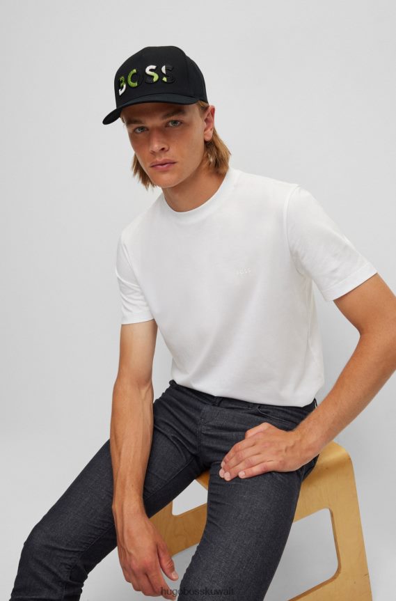 4TFNJN5403 أسود Hugo Boss قبعة هوغو من القطن الأسود مع عمل فني للشعار