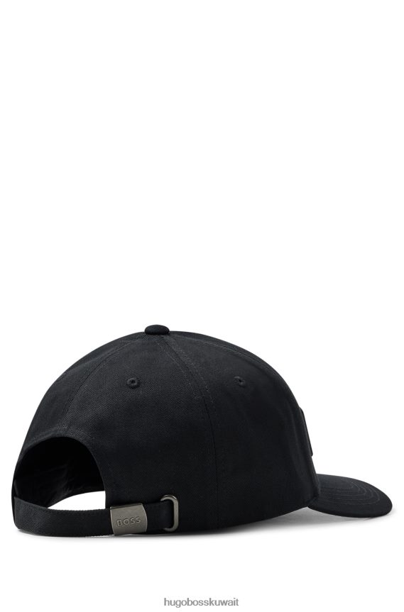 4TFNJN5403 أسود Hugo Boss قبعة هوغو من القطن الأسود مع عمل فني للشعار