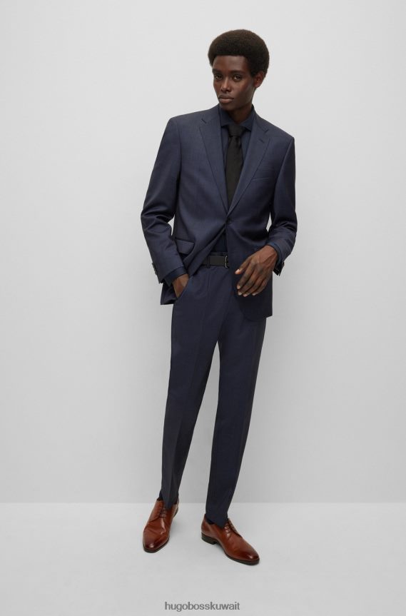 4TFNJN5407 أسود Hugo Boss حزام أسود من الجلد الناعم مع حروف الشعار Keeper Hugo