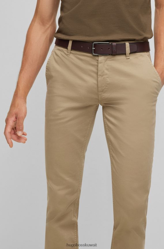 4TFNJN5408 بني غامق Hugo Boss حزام من الجلد الناعم مع حروف الشعار Keeper Hugo باللون البني الداكن