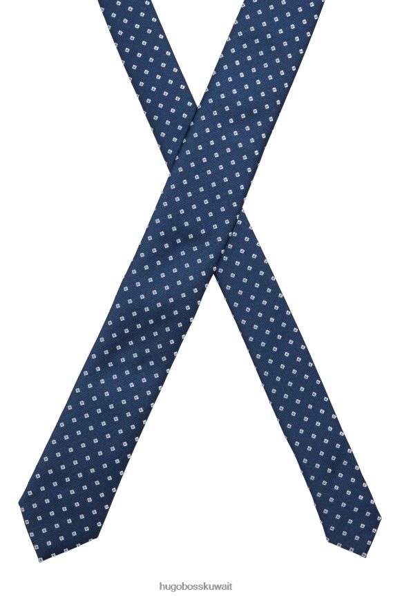 4TFNJN5409 أزرق غامق Hugo Boss ربطة عنق بنقش هوغو باللون الأزرق الداكن مصنوعة من مزيج من الألياف المعاد تدويرها